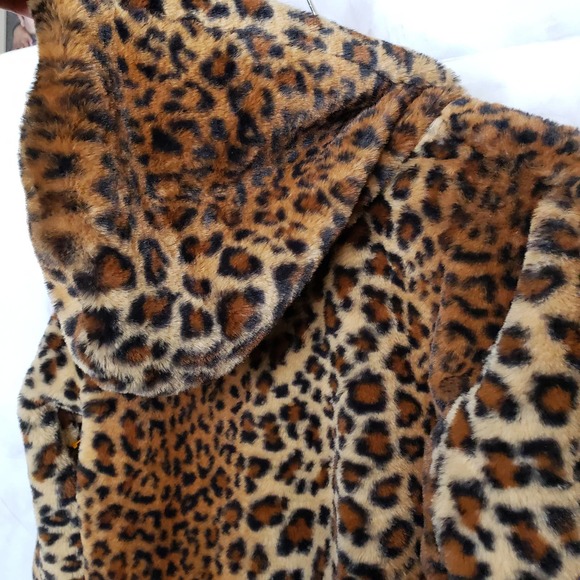 CI SONO Leopard Faux Fur Collection Zipper Up Hooded Jacket S - Picture 9 of 11